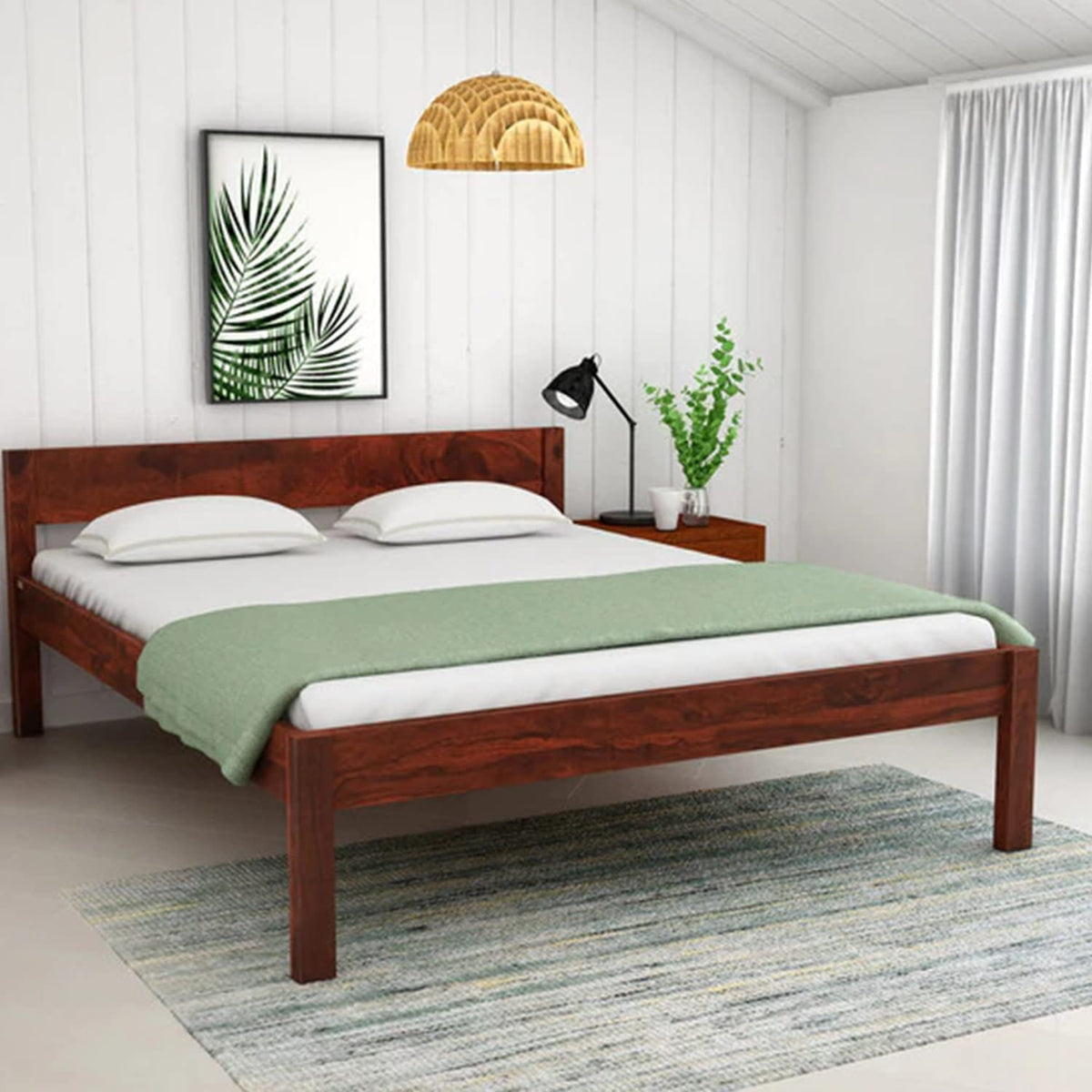 Ambica Woodmart Sheesham wood bed in brown finish, photo 1