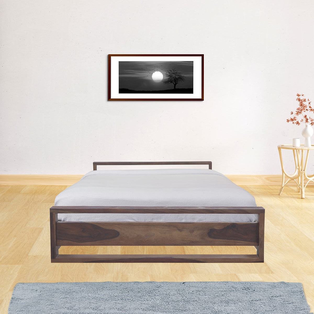 Light Walnut | Ambica Woodmart Sheesham wood bed, light walnut, photo 6