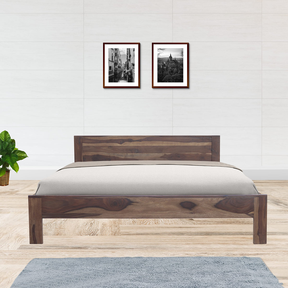 Light Walnut | Ambica Woodmart Sheesham wood bed, light walnut, photo 6